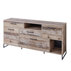 Sideboard 1-türig 172x81 cm + 2x Schubkästen Used Style Mix + Metallgestell anthrazit ROOF