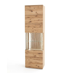  Vitrine Eiche bianco teilmassiv 60 cm 1-türig rechts Santa Fe, Freisteller