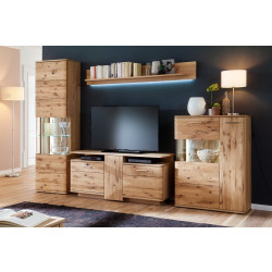 Wohnwand Eiche bianco teilmassiv 320 cm Nr.1 Santa Fe