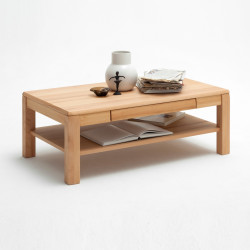 Couchtisch 115x65 Kernbuche teilmassiv mit Schubkasten Sanremo