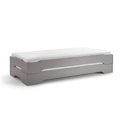 SYLT Stapelbetten 2x 90x200 Kiefer massiv taupe grau