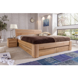 Bett 160x200 Kernbuche massiv Bettkasten und Lattenrost VERONA