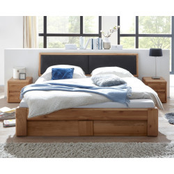 VERONA Bett 200x200 Wildeiche massiv mit Bettkasten und Lattenrost VERONA
