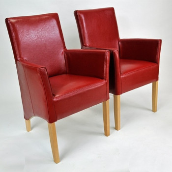 Armlehnstuhl aus Kunstleder mit Holzgestell Anatol small