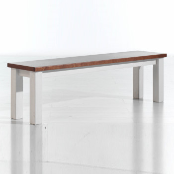 PORTO Sitzbank 150x35 cm Pinie massiv weiss & cognac