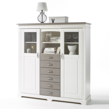 Highboard weiß Kiefer massiv Cordoba