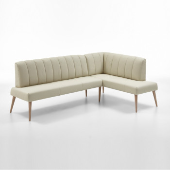 Eckbank aus Leder 265 x 197 cm mit Holzgestell Malmö