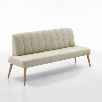 Sitzbank aus Leder 162 cm mit Holzgestell Malmö