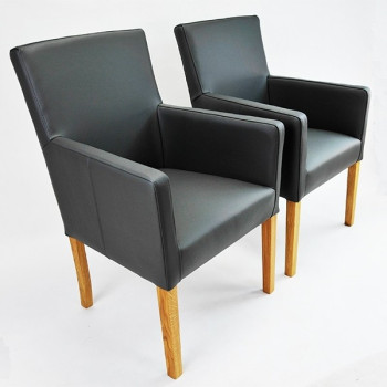 Armlehnstuhl aus Leder mit Holzgestell Theo