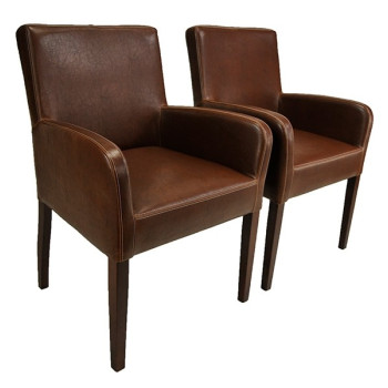 Armlehnstuhl aus Kunstleder mit Holzgestell Alfo