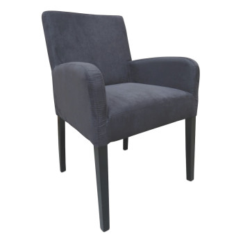 Armlehnstuhl aus Microfaser mit Holzgestell Alfo