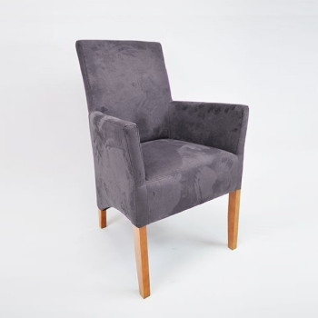 Armlehnstuhl aus Microfaser mit Holzgestell Anatol small