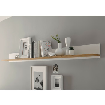 Wandboard 170x20 cm Eiche Weiss mit Ablageboden BOSTON