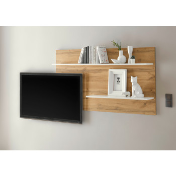 Wandpaneel 155x80 cm Eiche mit 2x Ablageböden weiss BOSTON