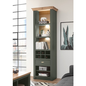 Regal 68x207 mit Flascheneinteilung cm Grün + Eiche CASTLE + Beleuchtung