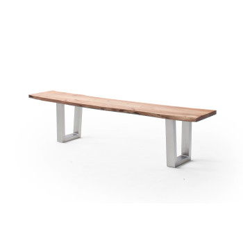 Sitzbank 180 cm Akazie natur Edelstahl Gestell Trapez Calvera