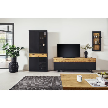 Wohnwand Nr 2, 3-teillig 317 cm, anthrazit + Wildeiche TL3100