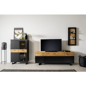 Wohnwand Nr 3, 3-teillig 317 cm, anthrazit + Wildeiche TL3100