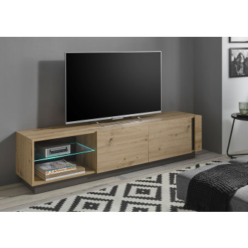 Lowboard 188 cm mit 2x Klappen und Beleuchtung Eiche Graphit CORATO