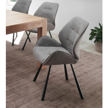 Esszimmerstuhl hellgrau 2er Set Microfaser Ferrara