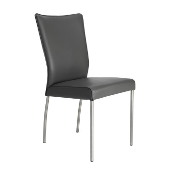 Esszimmerstuhl aus Kunstleder mit Edelstahl Gestell Lenard