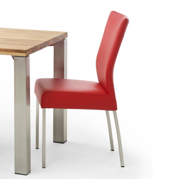 Esszimmerstuhl aus Leder mit Edelstahl Gestell Qiara