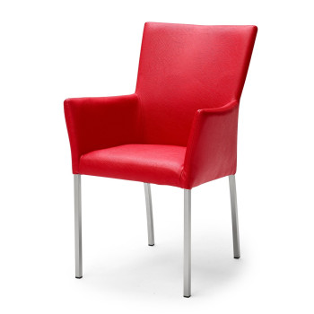 Armlehnstuhl aus Kunstleder mit Edelstahl Gestell Qiara