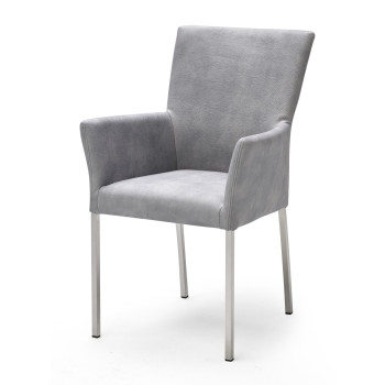 Armlehnstuhl aus Stoff mit Edelstahl Gestell Qiara