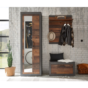 Garderoben-Set 3-teilig mit Schrank used-look QUEENS Nr. 2