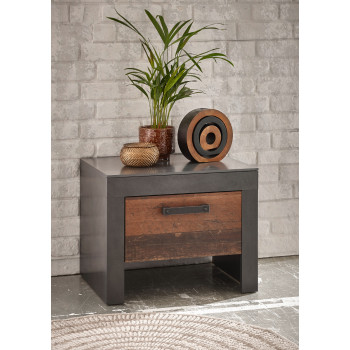 Nachtkommode 55x45 cm mit 1x Schublade used-look QUEENS