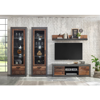 Wohnwand 303 cm 4-teilig used-look QUEENS + Beleuchtung Nr. 4