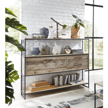 Highboard 138x120 cm Used Style Mix Metallgestell ROOF