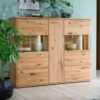 Highboard 150 cm Eiche bianco teilmassiv Santa Fe