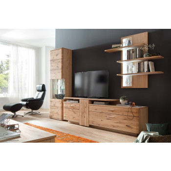 Wohnwand Eiche bianco teilmassiv 320 cm Nr.2 Santa Fe