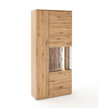 Vitrinenschrank Eiche Bianco teilmassiv 90 cm Santa Fe