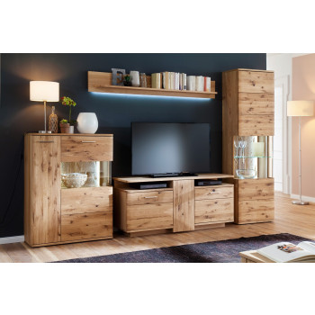 Wohnwand Eiche bianco teilmassiv 320 cm Nr.11 Santa Fe