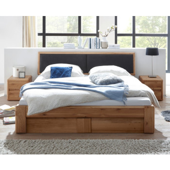 Doppelbett 180x200 cm mit Bettkasten und Lattenrost Wildeiche massiv Verona