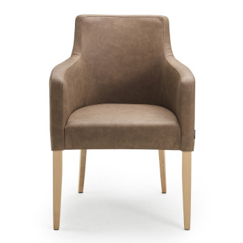 Armlehnstuhl aus Leder mit Holzgestell Virginia