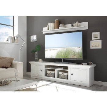 Lowboard 194x45 cm Höhe 51 cm 2-türig weiß Pinie WALES