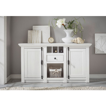 Sideboard 152x83 cm 2-türig mit Flascheneinteilung weiß Pinie WALES