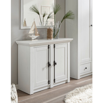 Kommode 2-türig 105x45 cm Höhe 90 cm weiß Pinie WALES