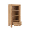 Bücherregal Eiche teilmassiv Breite 64 cm Andria mit geöffnetem Schubkasten