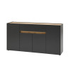 Sideboard 170x87 cm Eiche Anthrazit 4-türig + Doppelschubkasten BOSTON