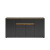 Sideboard 170x87 cm Eiche Anthrazit 4-türig + Doppelschubkasten BOSTON