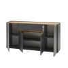 Sideboard 170x87 cm Eiche Anthrazit 4-türig + Doppelschubkasten BOSTON
