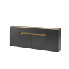 Sideboard 220x87 cm Eiche Anthrazit 4-türig + 2 Schubkästen BOSTON