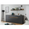 Sideboard 220x87 cm Eiche Anthrazit 4-türig + 2 Schubkästen BOSTON
