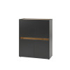 Highboard 120x100 cm Eiche Anthrazit 4-türig BOSTON