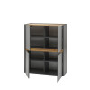 Highboard 120x100 cm Eiche Anthrazit 4-türig BOSTON