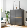 Highboard 120x100 cm Eiche Anthrazit 4-türig BOSTON